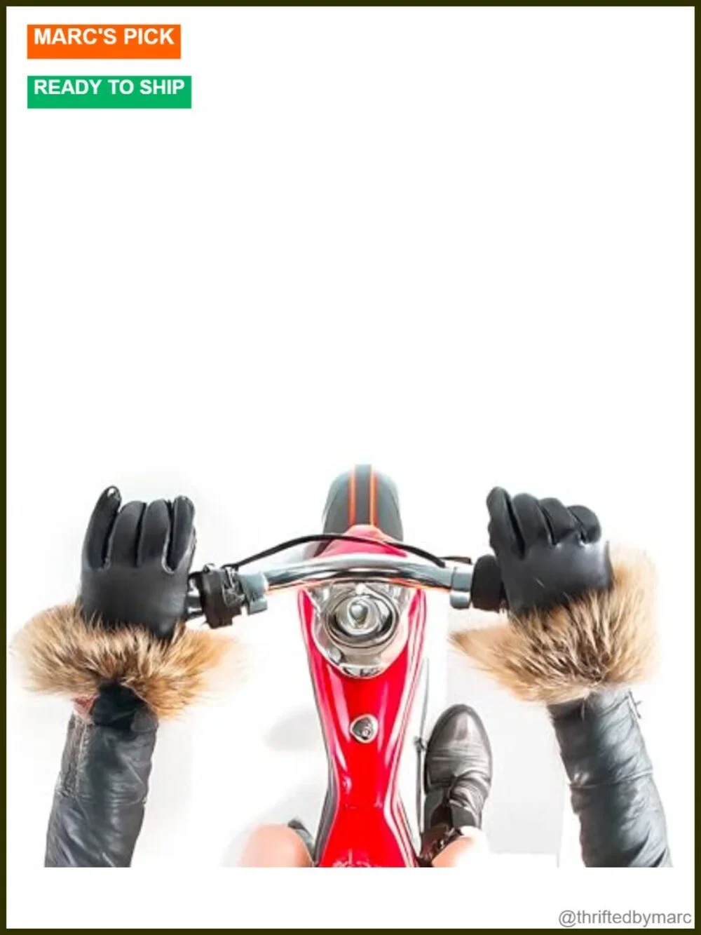 Real Fur Gloves - Lambskin Leather Touchscreen Driving Gloves with Fox Fur Cuff